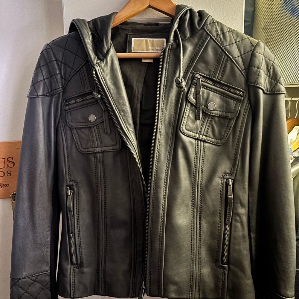 MICHAEL Michael Kors Black Quilted Leather Jacket